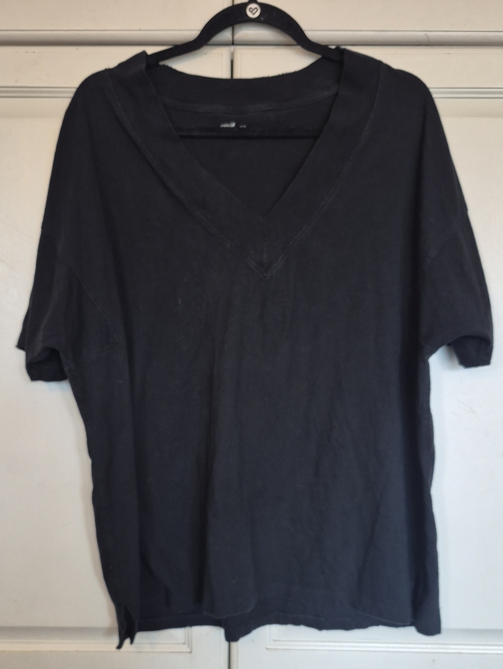 aerie Black V-Neck Short Sleeve Oversized Tunic
